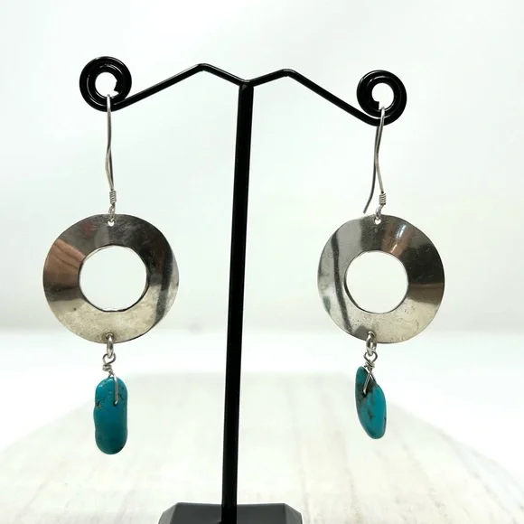 Sterling silver, turquoise bead dangle earrings